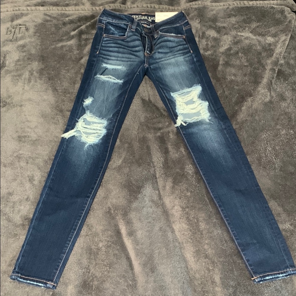 American Eagle Outfitters Blue Skinny Jeans Distressed Style